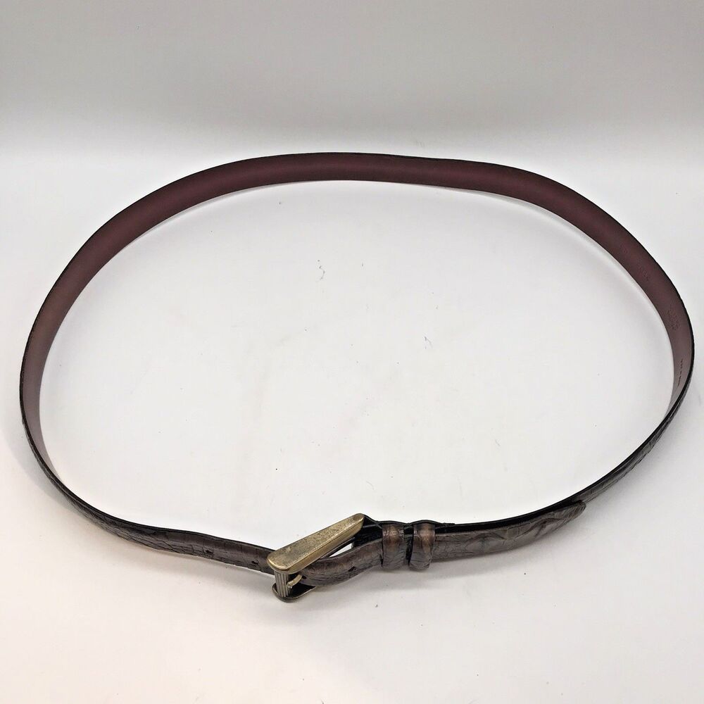 Tulliani Croc Embossed Italian Calfskin Belt Men's 46 Brown Roller Belt 2103 USA - Picture 16 of 16